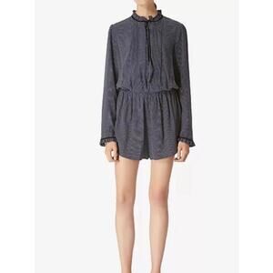 Avec Les Filles Dot Long Sleeve Romper XS Women’s Blue White